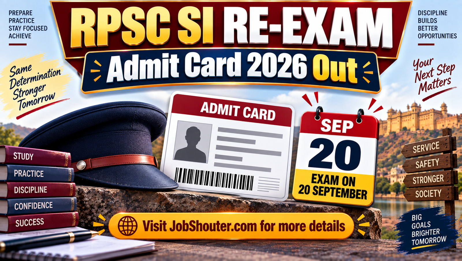 RPSC SI Re-Exam Admit Card 2026 - Download Link, Exam on 20 Sept