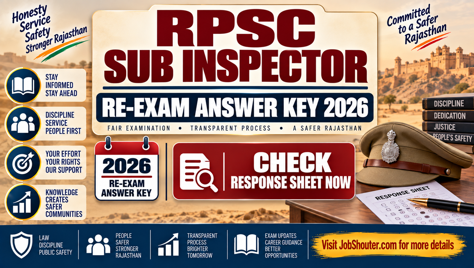 RPSC Sub Inspector Answer Key 2026 - Download SI and Platoon Commander Re-Exam Answer Key PDF