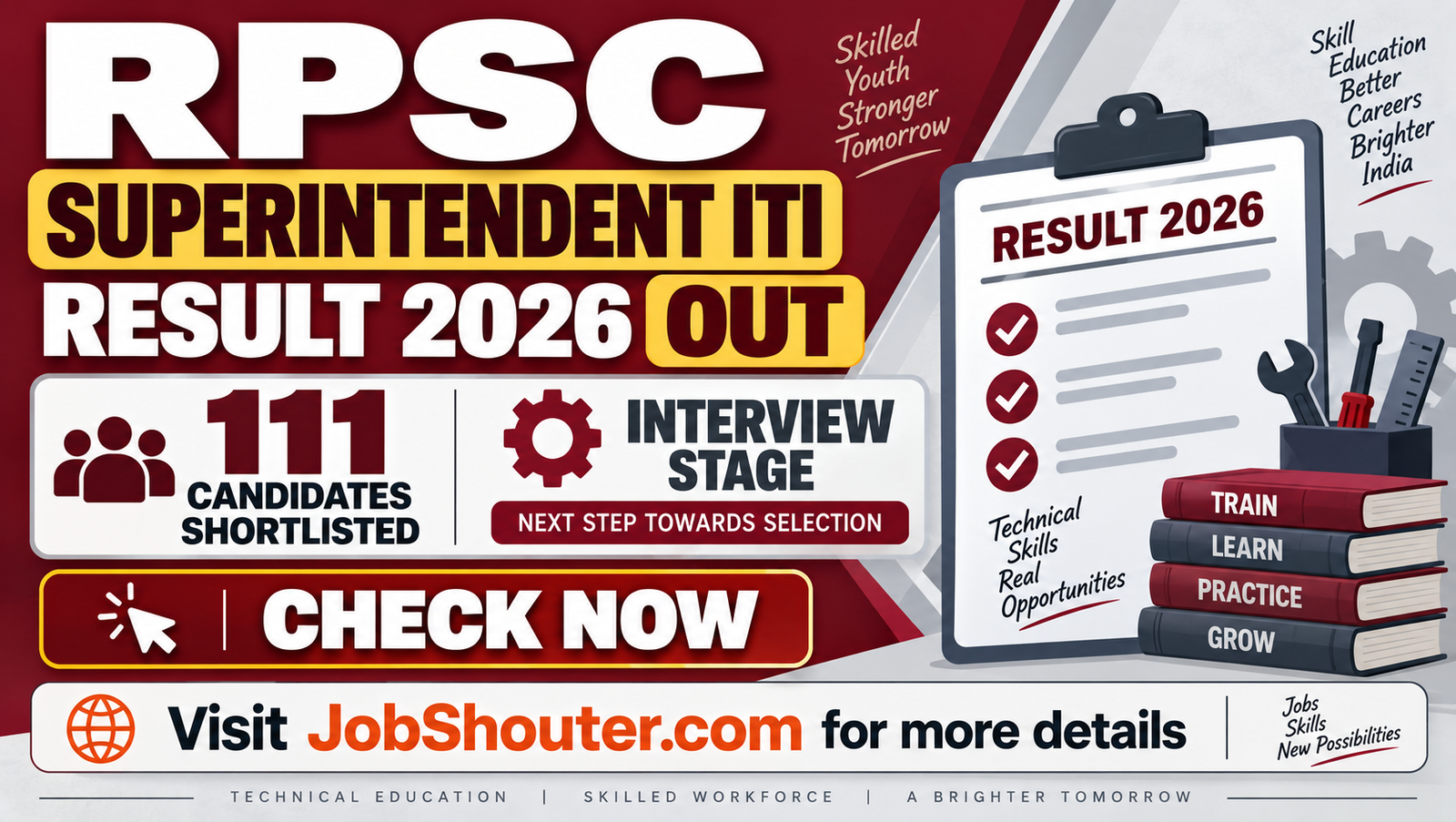 RPSC Superintendent ITI Result 2026 - Check Interview Shortlist