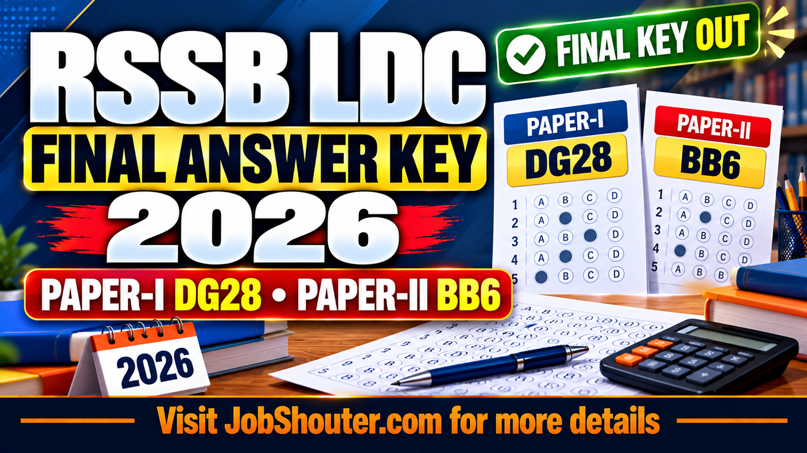 RSSB LDC Final Answer Key 2026 Out – Paper-I DG28 & Paper-II BB6