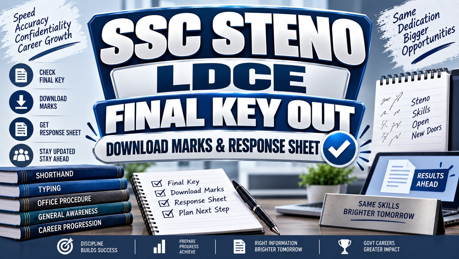 SSC Steno LDCE Final Answer Key 2025-26 - Download Marks