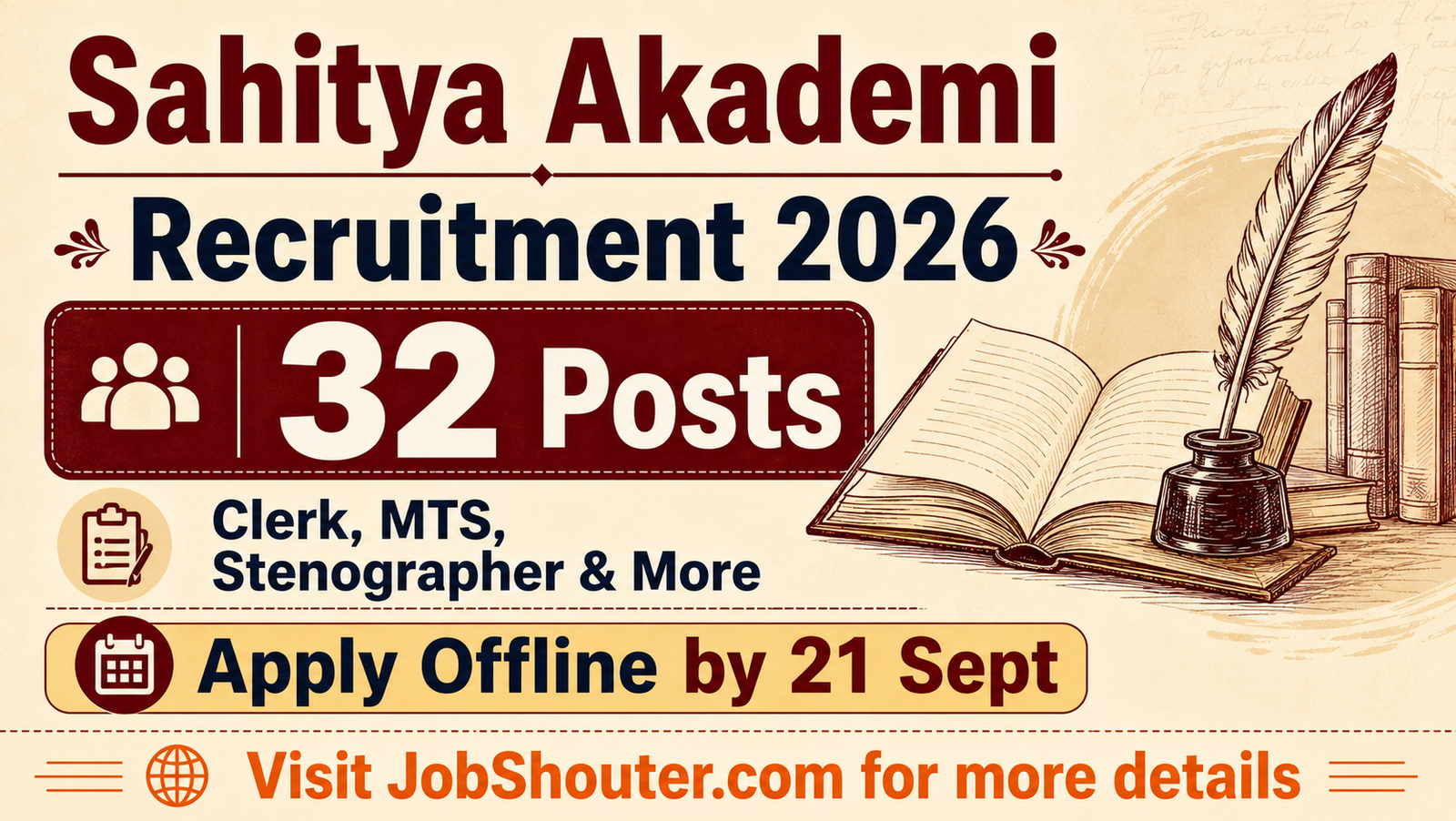 Sahitya Akademi Recruitment 2026 - Apply for 32 Posts