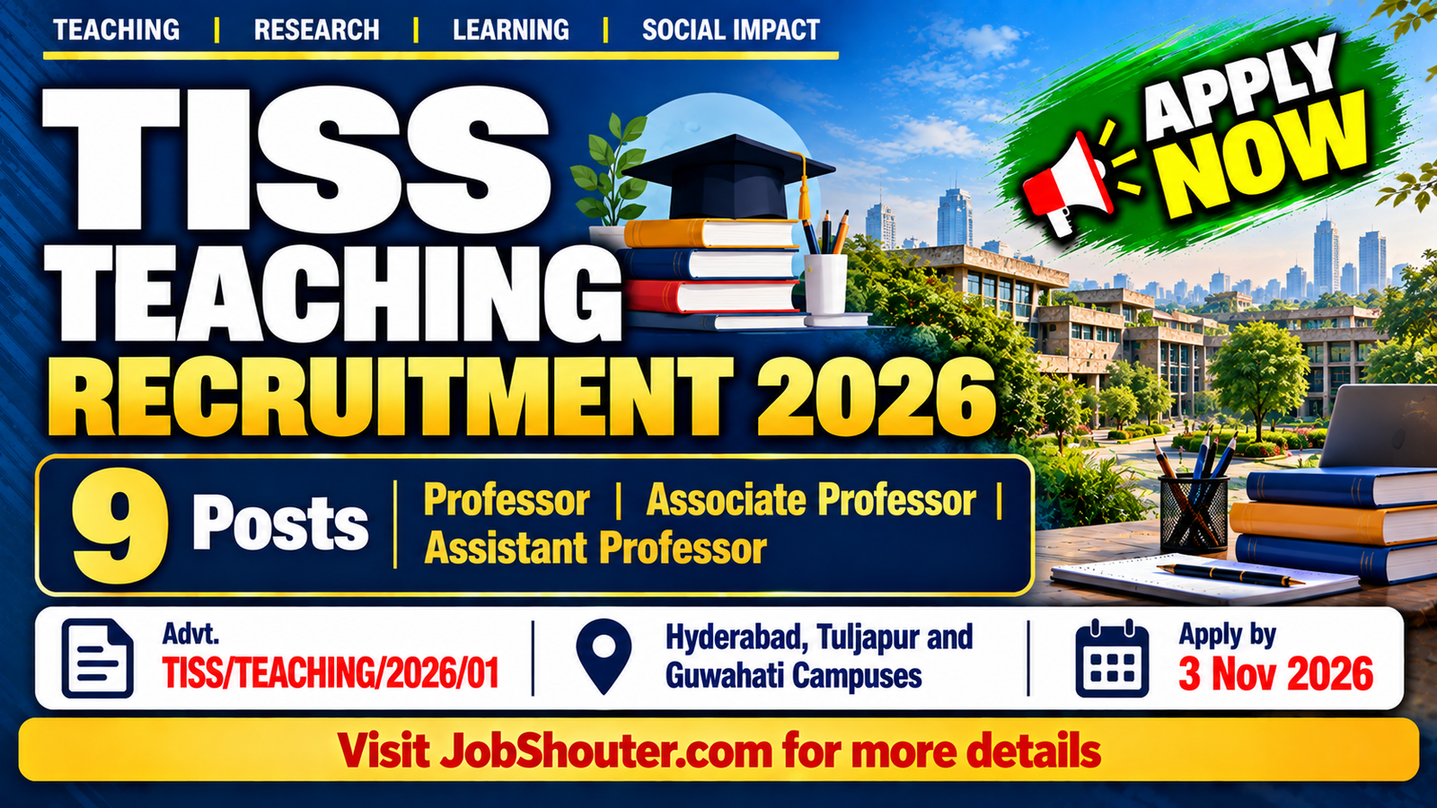 TISS Teaching Recruitment 2026 - Apply for 9 Faculty Posts by 3 Nov