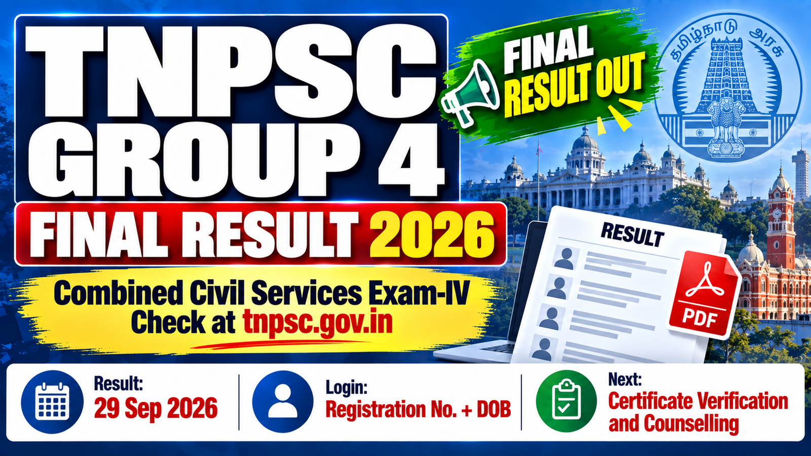 TNPSC Group 4 Final Result 2026 Out - Check at tnpsc.gov.in