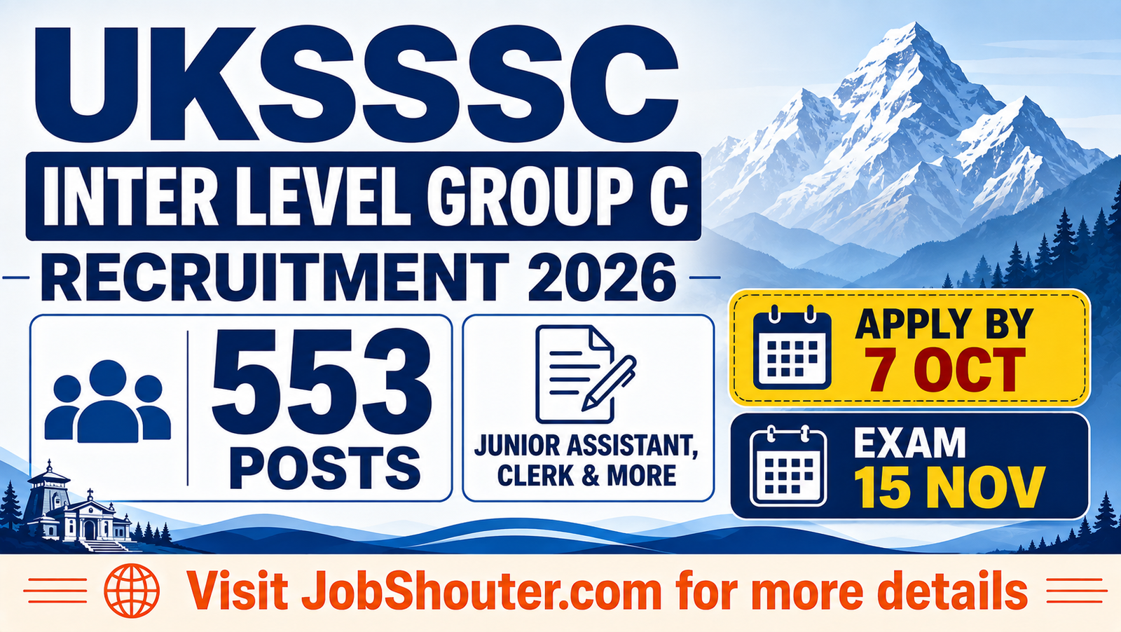 UKSSSC Inter Level Group C Recruitment 2026 - Apply for 553 Posts