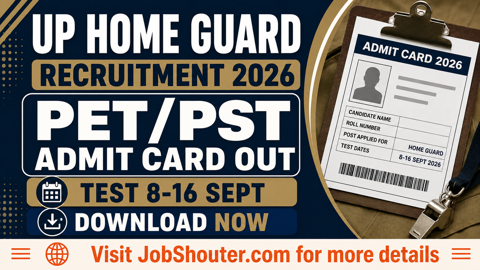 UP Home Guard PETPST Admit Card 2026 Out