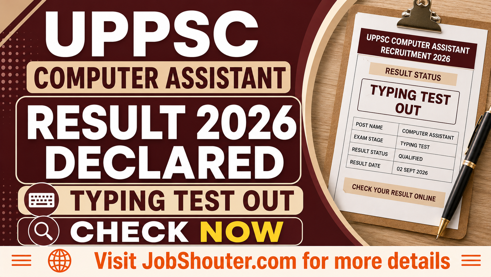 UPPSC Computer Assistant Typing Test Result 2026 Declared