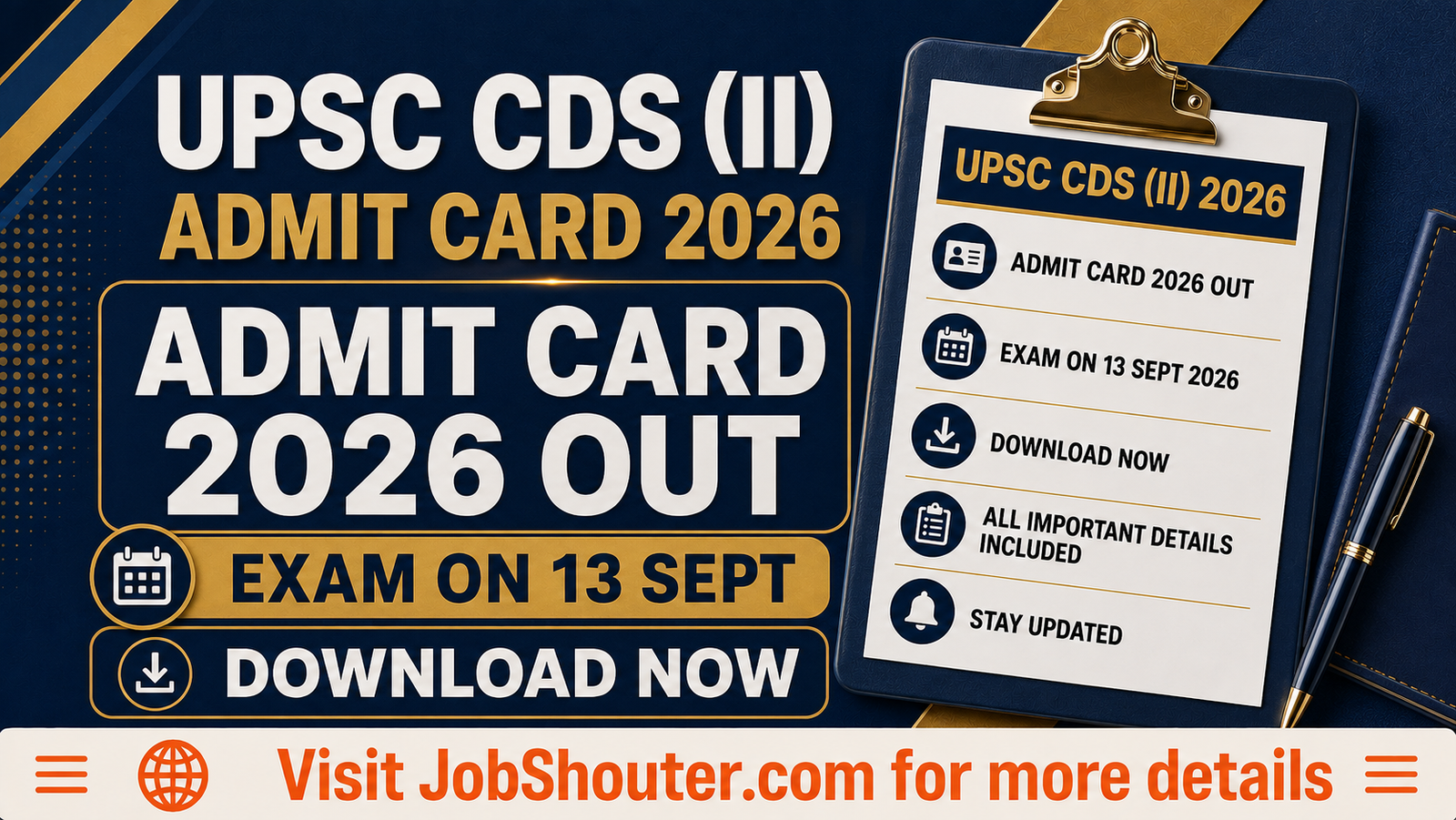 UPSC CDS (II) Admit Card 2026 Out - Exam on 13 September
