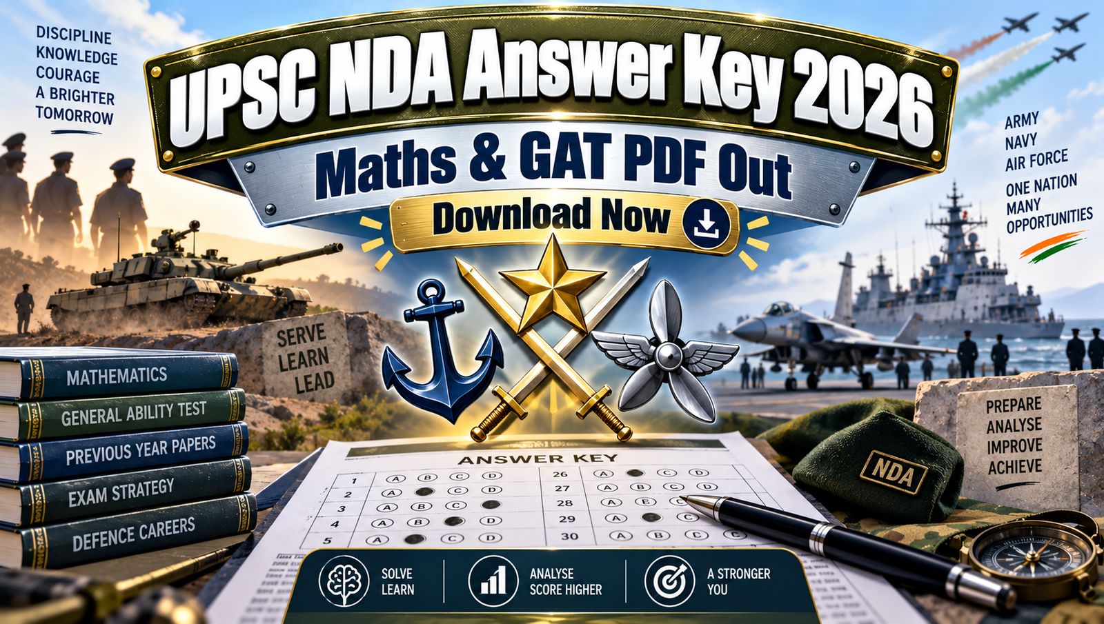 UPSC NDA Answer Key 2026 Out - Download Maths and GAT PDF