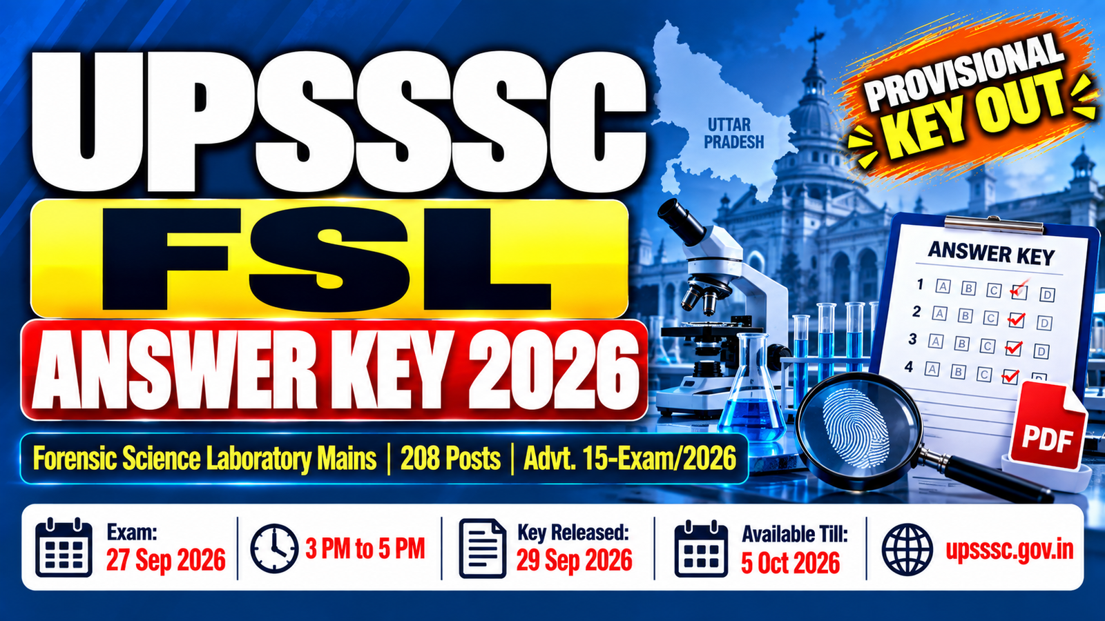 UPSSSC FSL Answer Key 2026 - Download Provisional PDF by 5 October