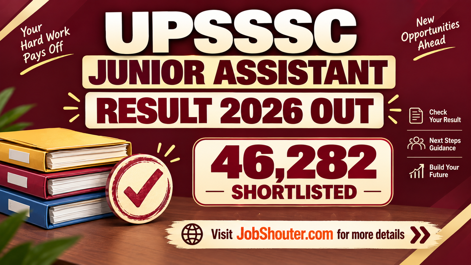 UPSSSC Junior Assistant Result 2026 Out - Check Cutoff and Typing Test List