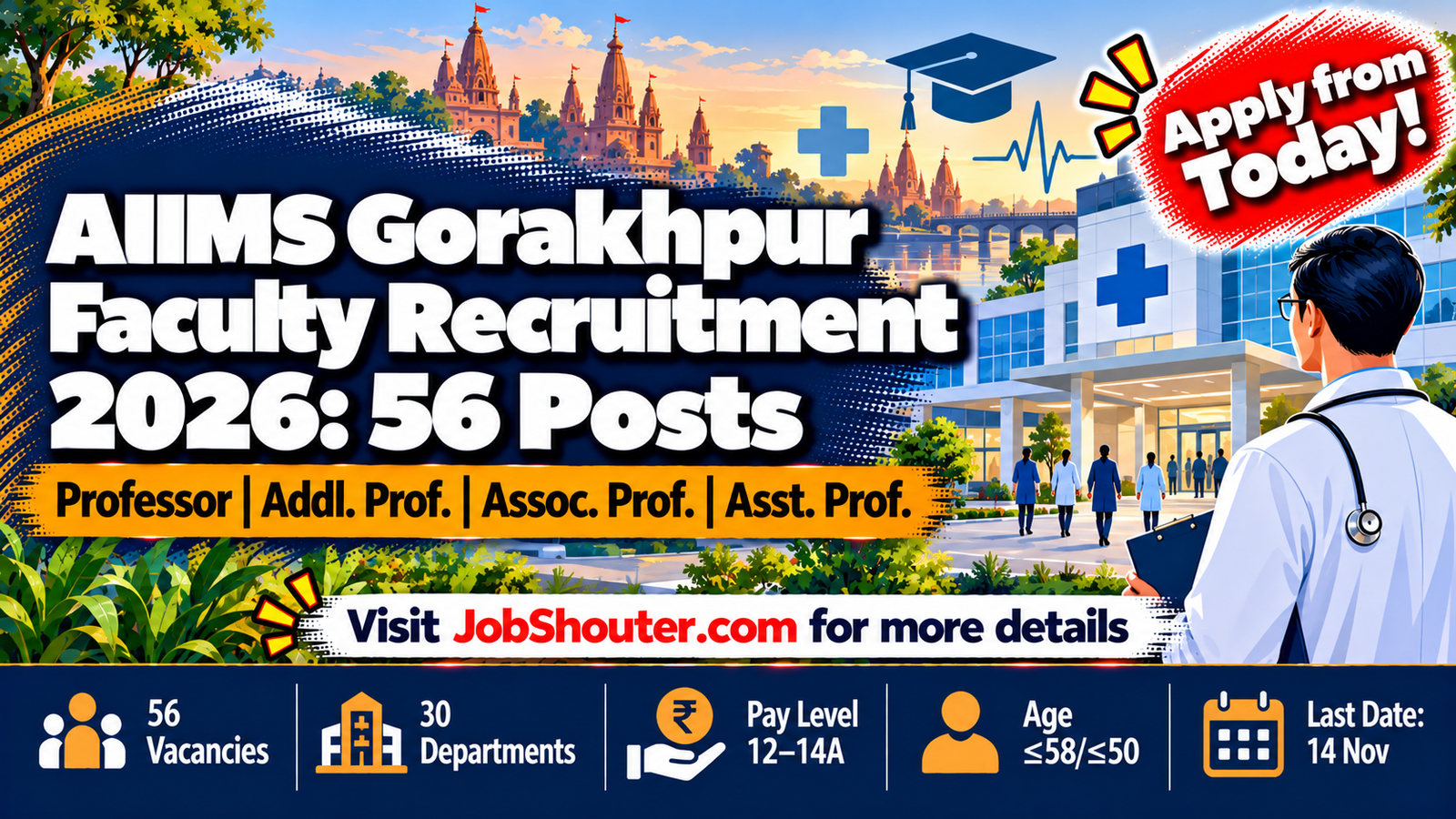 AIIMS Gorakhpur Faculty Recruitment 2026 - 56 Posts - Apply by 14 Nov