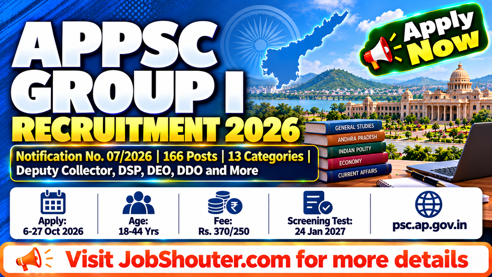 APPSC Group I Recruitment 2026 - Apply Online for 166 Posts by 27 Oct