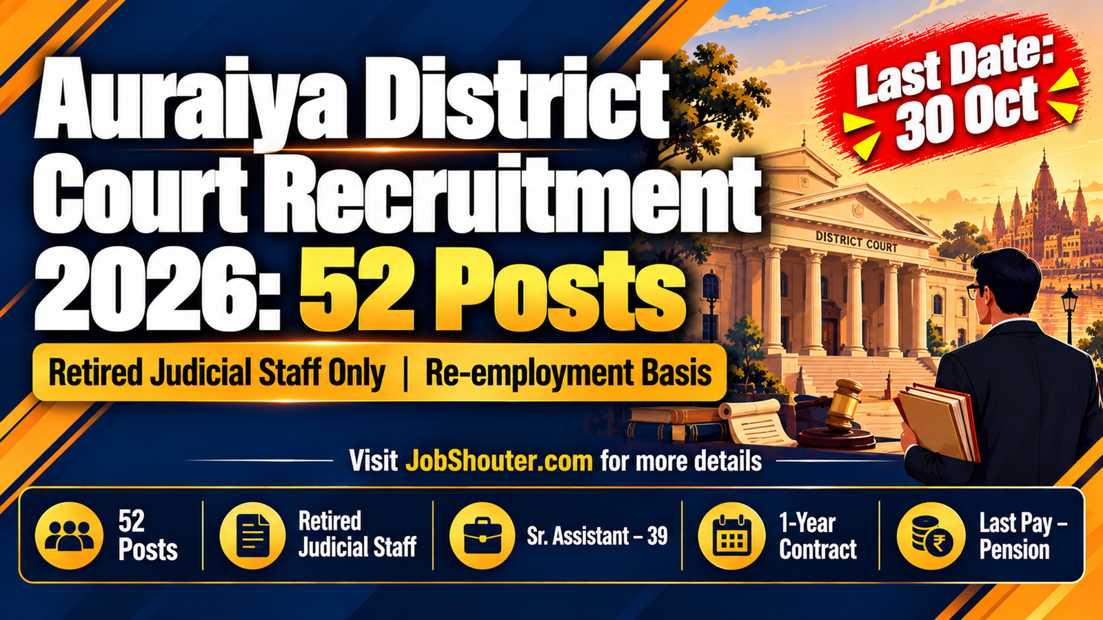 Auraiya District Court Recruitment 2026 - 52 Posts - Apply by 30 Oct