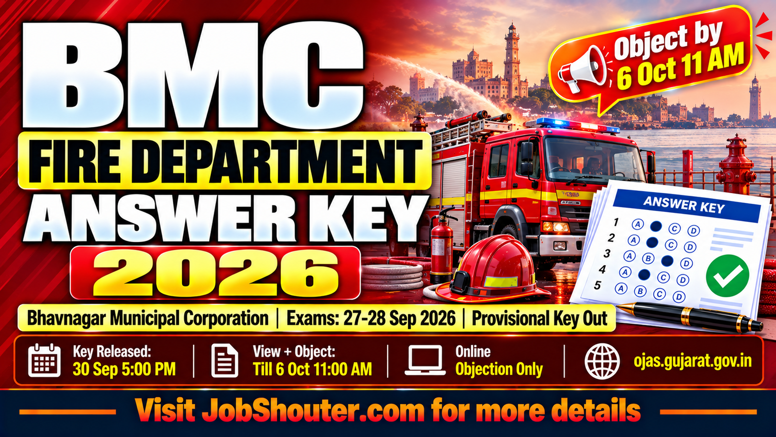 BMC Bhavnagar Fire Department Answer Key 2026 - Response Sheet Out