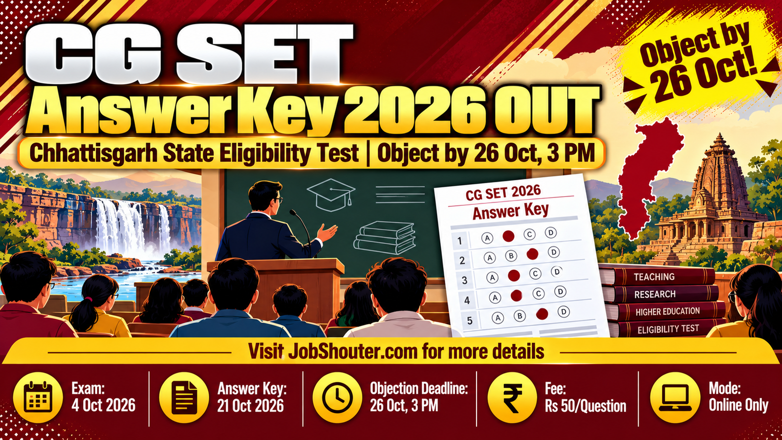CG SET Answer Key 2026 Out - Object by 26 Oct - Rs 50/Question