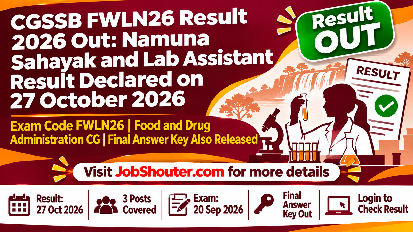 CGSSB FWLN26 Result 2026 Out - Check Namuna Sahayak - Lab Assistant Result