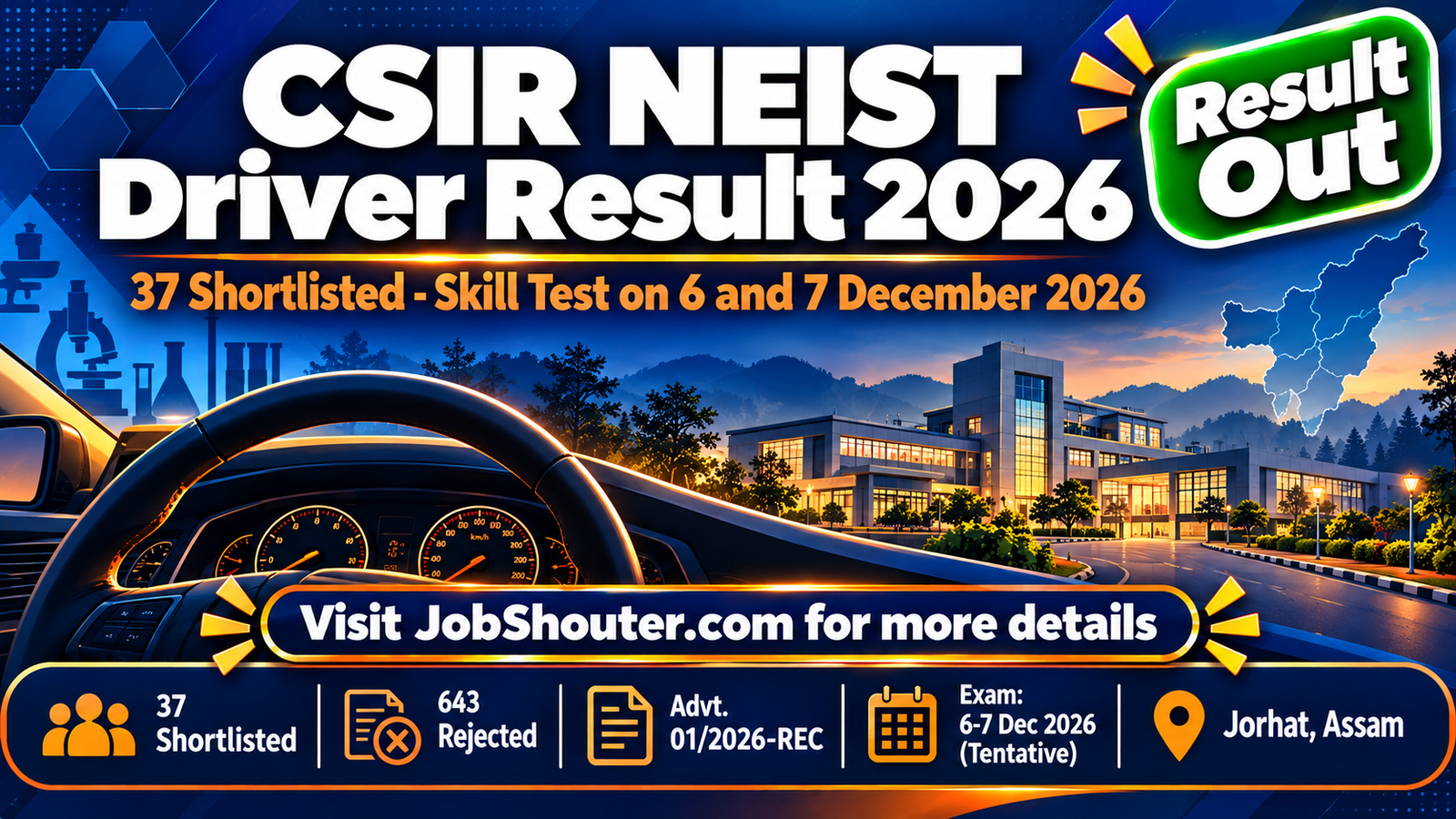 CSIR NEIST Driver Result 2026 - 37 Shortlisted - Exam 6 & 7 Dec
