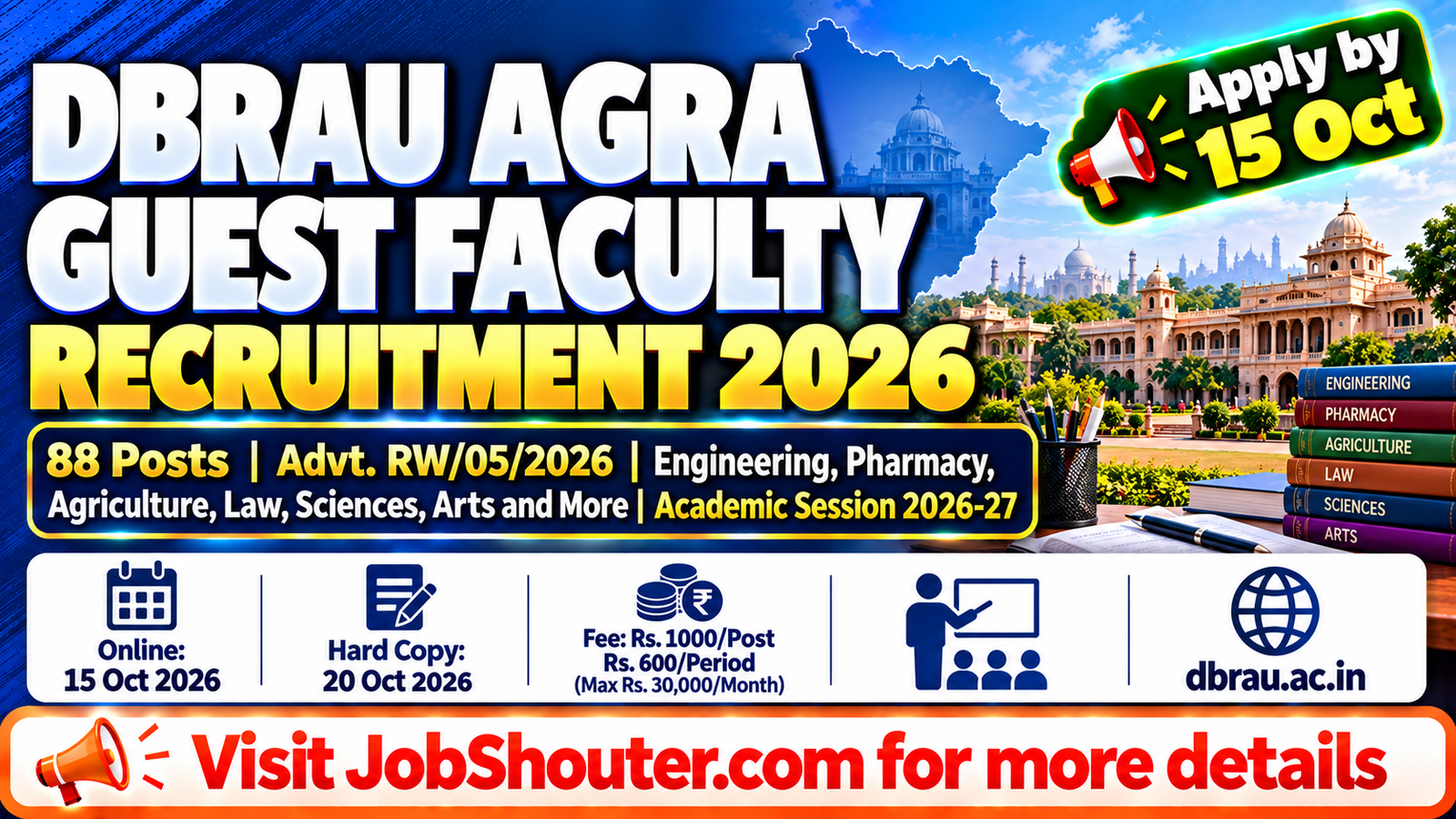 DBRAU Agra Guest Faculty Recruitment 2026 - Apply Online for 88 Posts by 15 Oct