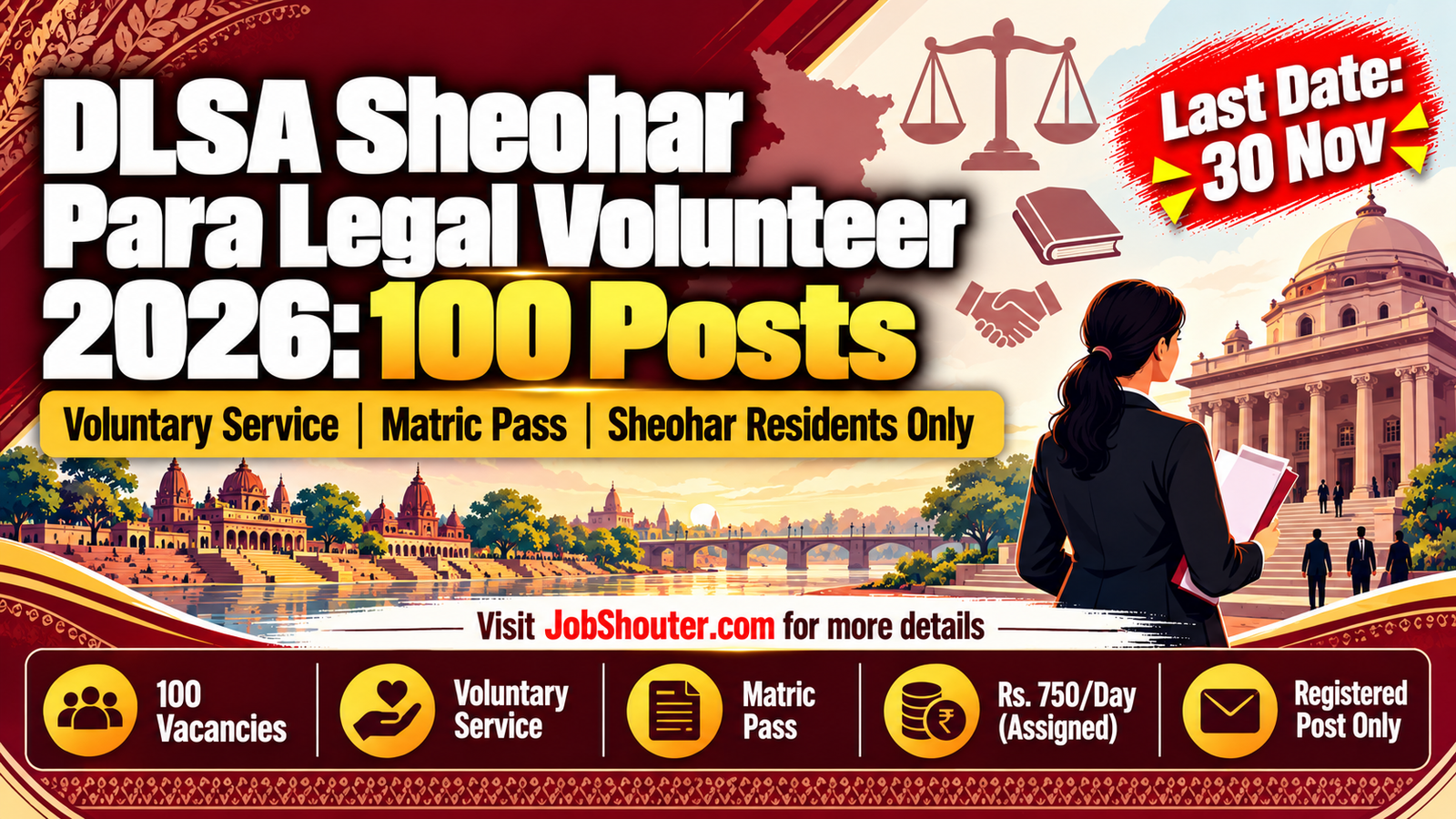 DLSA Sheohar Para Legal Volunteer Recruitment 2026 - 100 Posts - Apply by 30 Nov