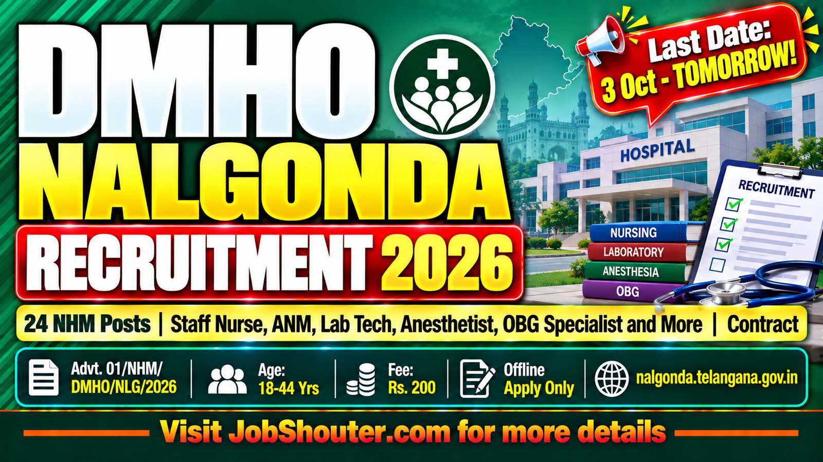 DMHO Nalgonda Recruitment 2026 - Apply Offline for 24 NHM Posts