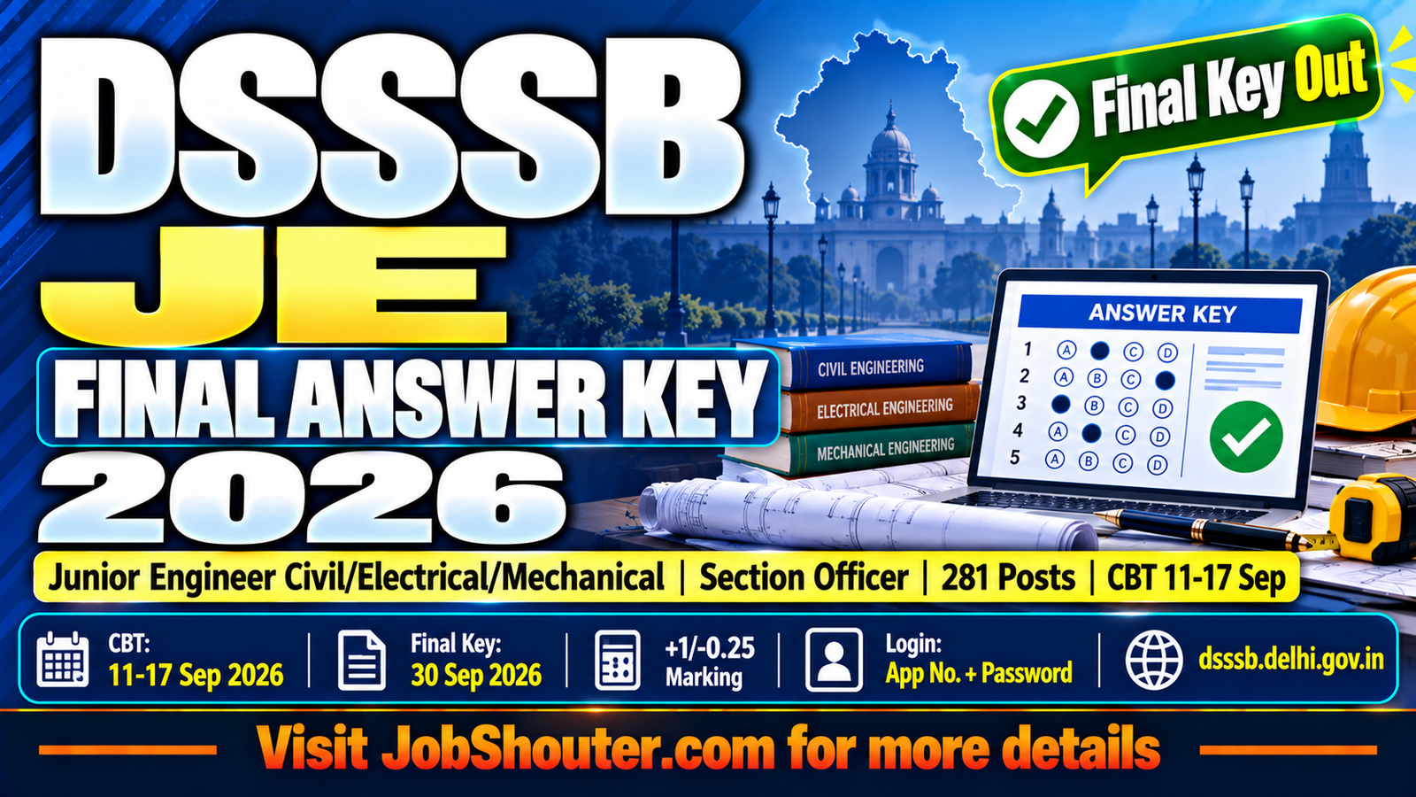 DSSSB JE Final Answer Key 2026 - Download Response Sheet at dsssb.delhi.gov.in