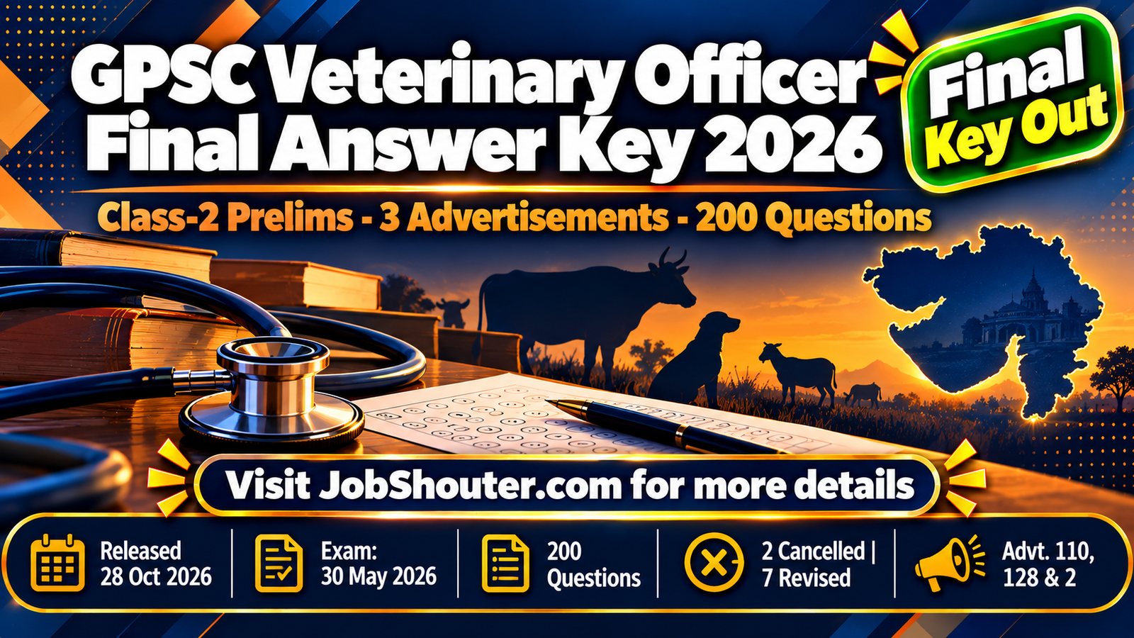 GPSC Veterinary Officer Final Answer Key 2026 - Download PDF