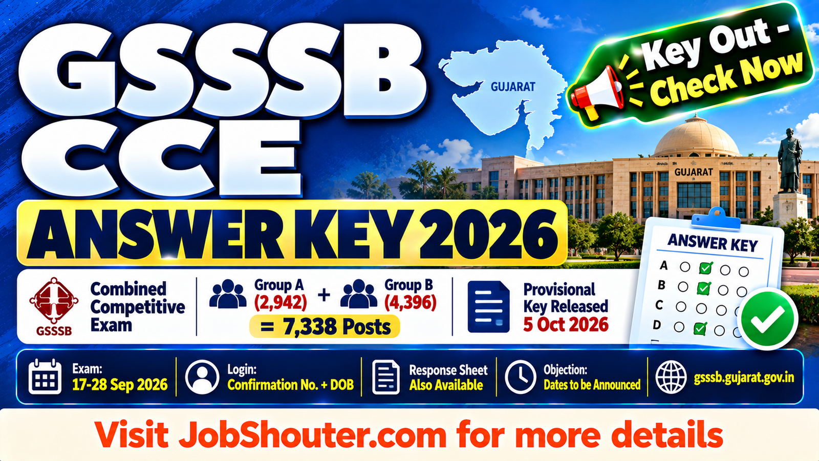 GSSSB CCE Answer Key 2026 - Download Group A and B Provisional Key