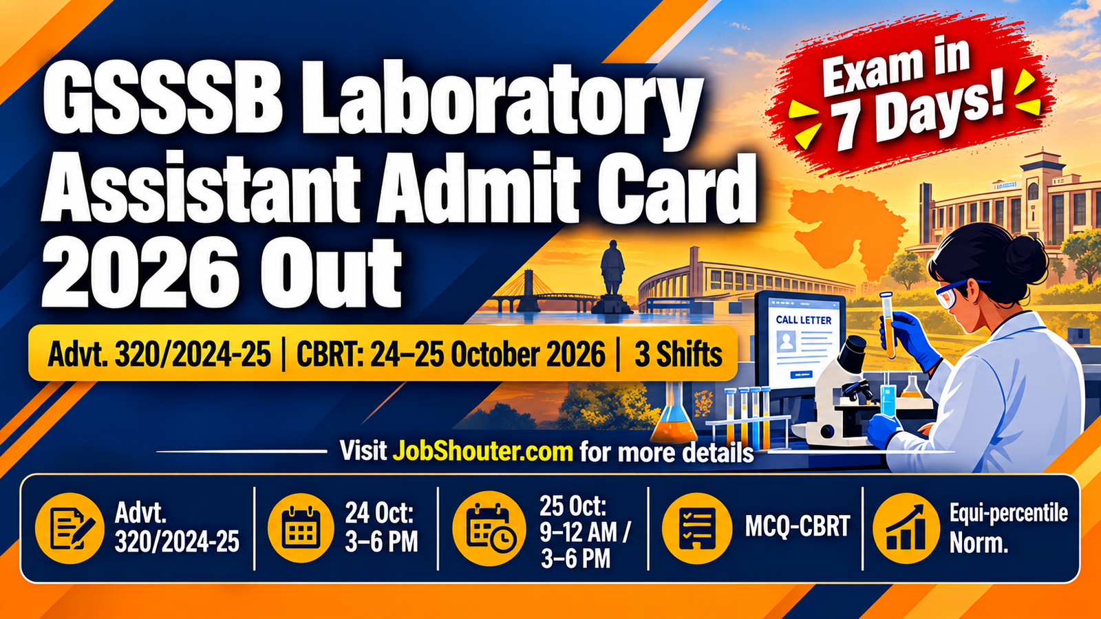 GSSSB Laboratory Assistant Admit Card 2026 Out - Exam on 24–25 Oct