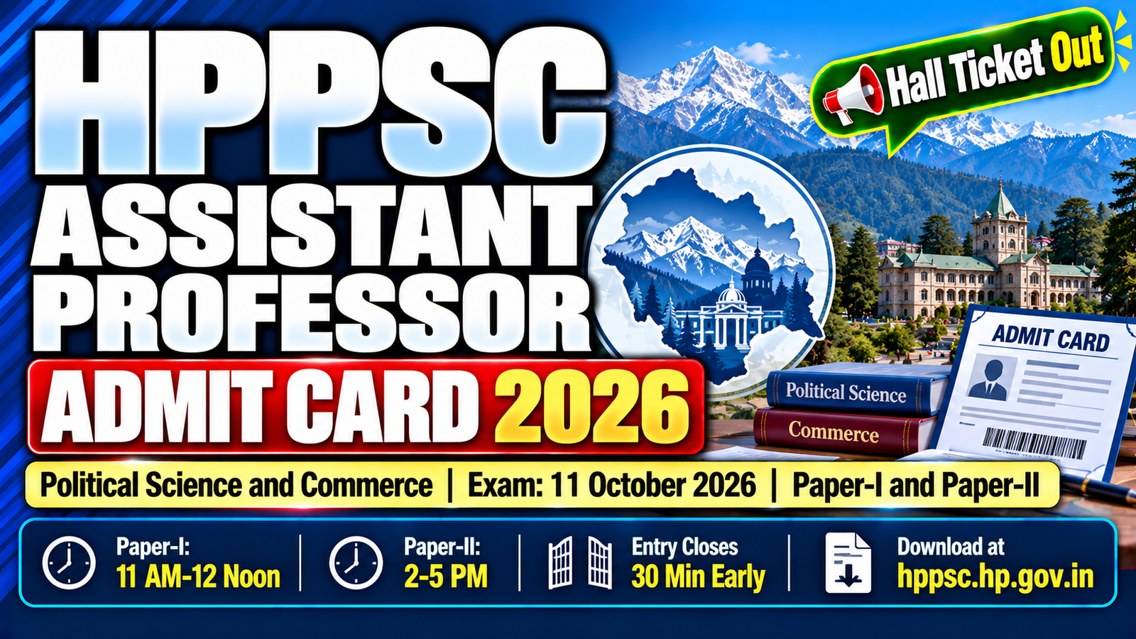 HPPSC Assistant Professor Admit Card 2026 - Political Science and Commerce