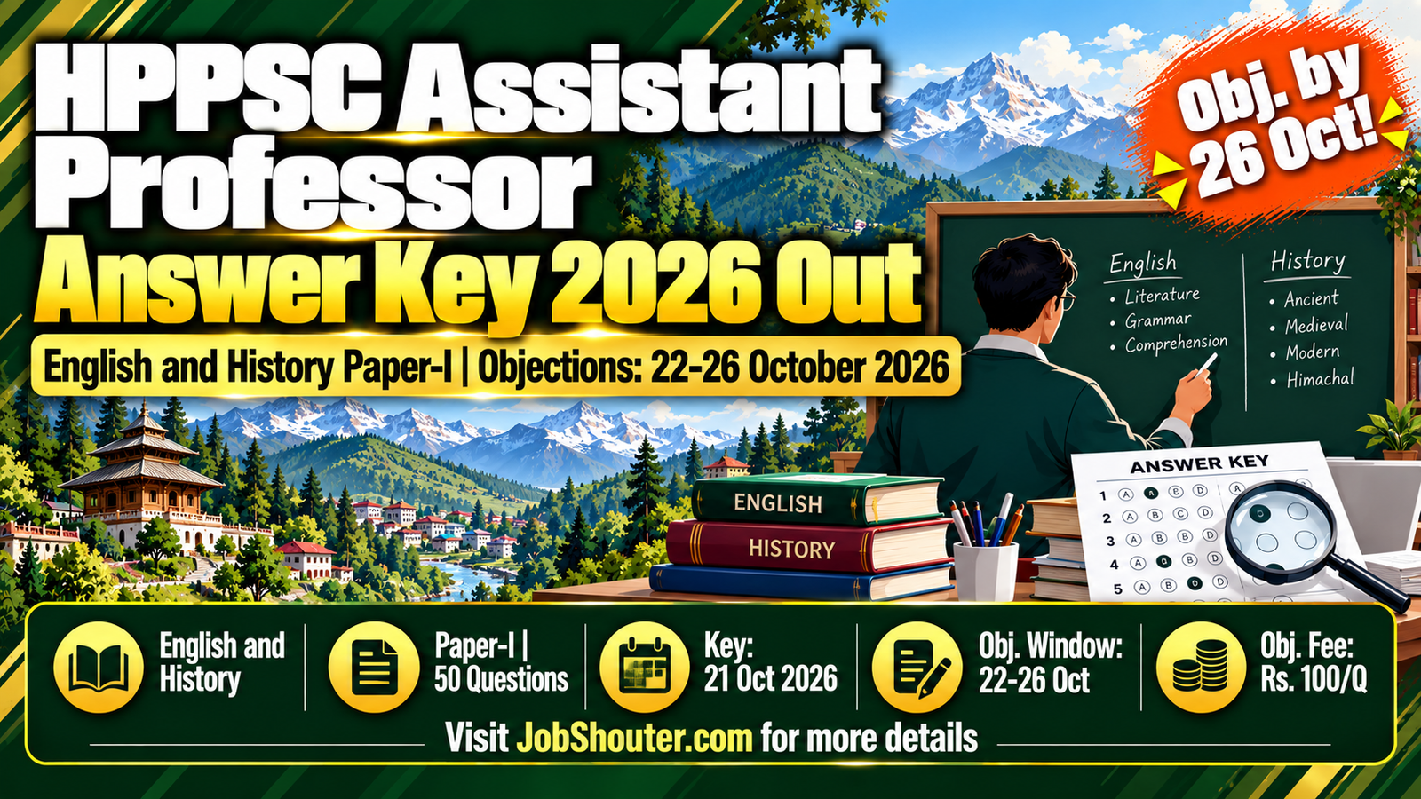 HPPSC Assistant Professor Answer Key 2026 - Objections by 26 Oct