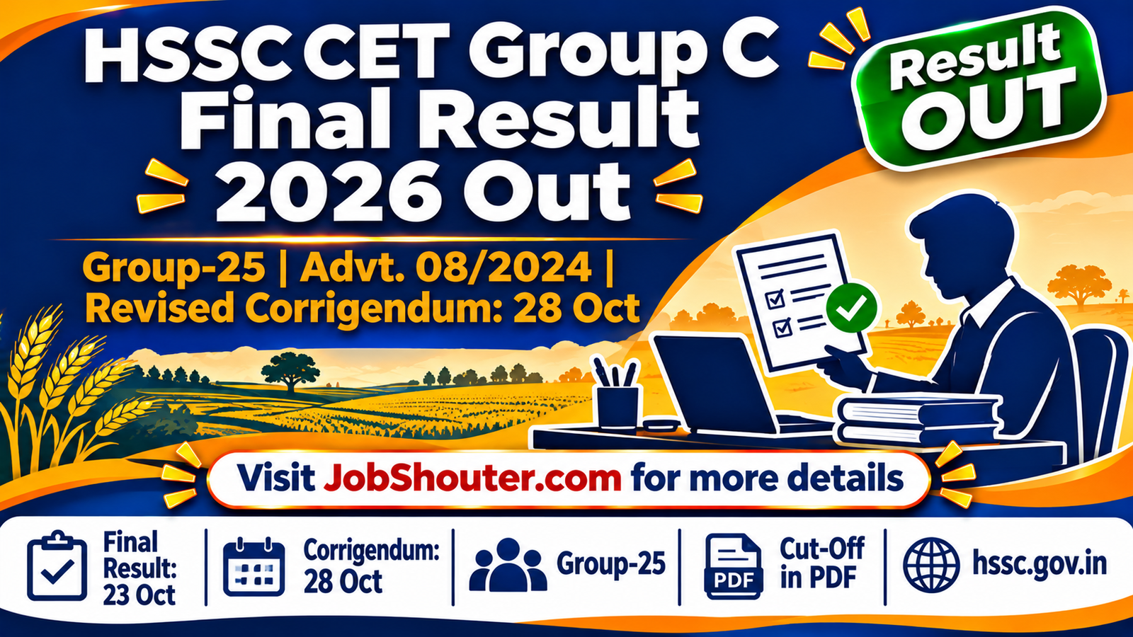 HSSC CET Group C Final Result 2026 - Group-25 Revised on 28 Oct