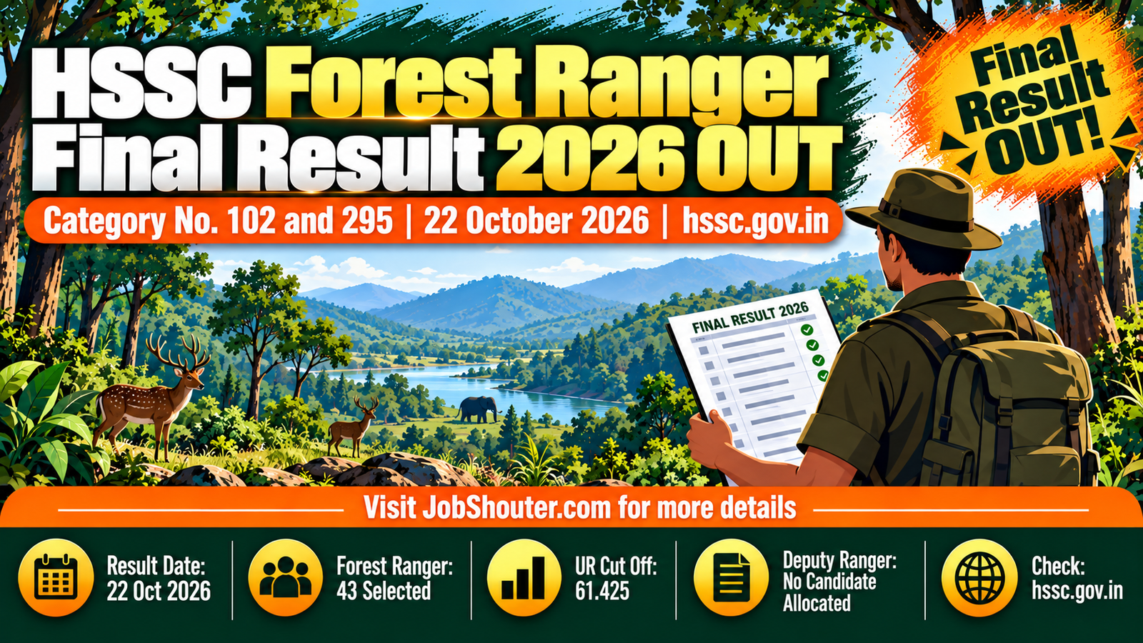 HSSC Forest Ranger Final Result 2026 - Cut Off - 43 Selected - 22 Oct