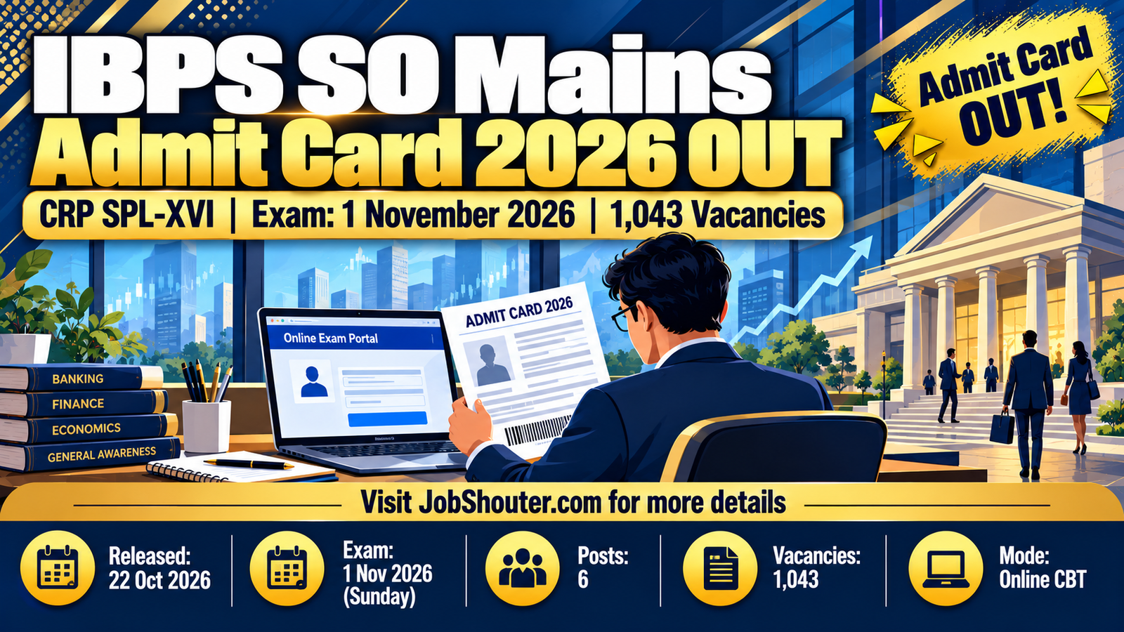 IBPS SO Mains Admit Card 2026 Out - Exam 1 Nov - 1043 Posts