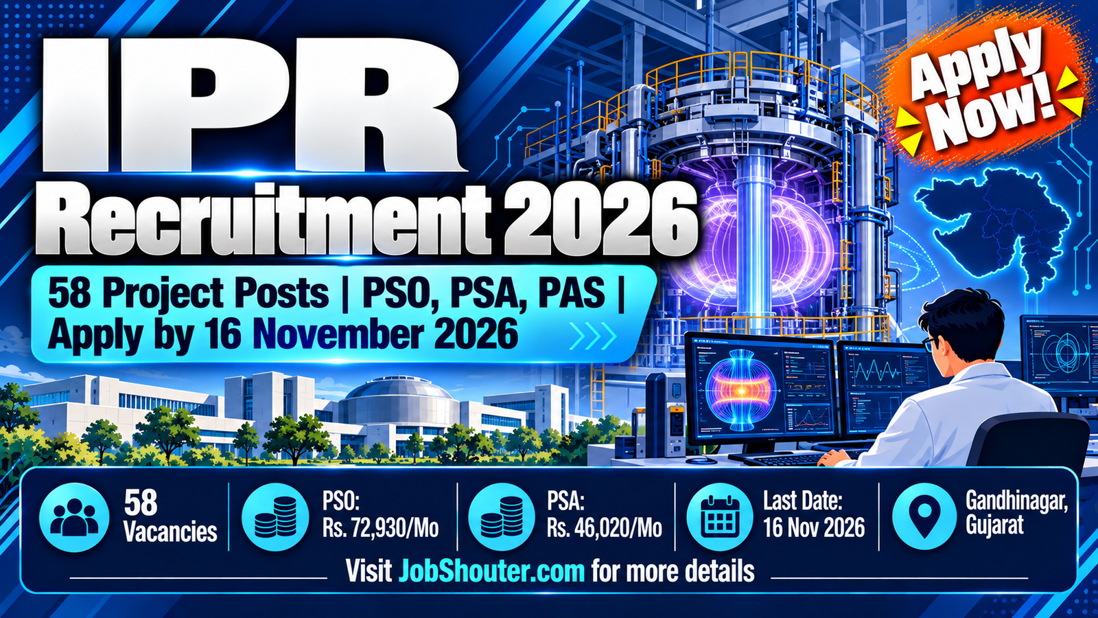 IPR Recruitment 2026 - 58 Project Posts - Apply Online by 16 Nov