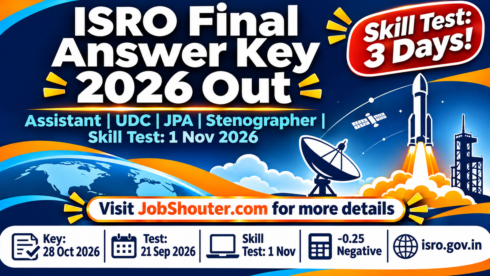 ISRO Assistant UDC Final Answer Key 2026 Out - Skill Test 1 Nov