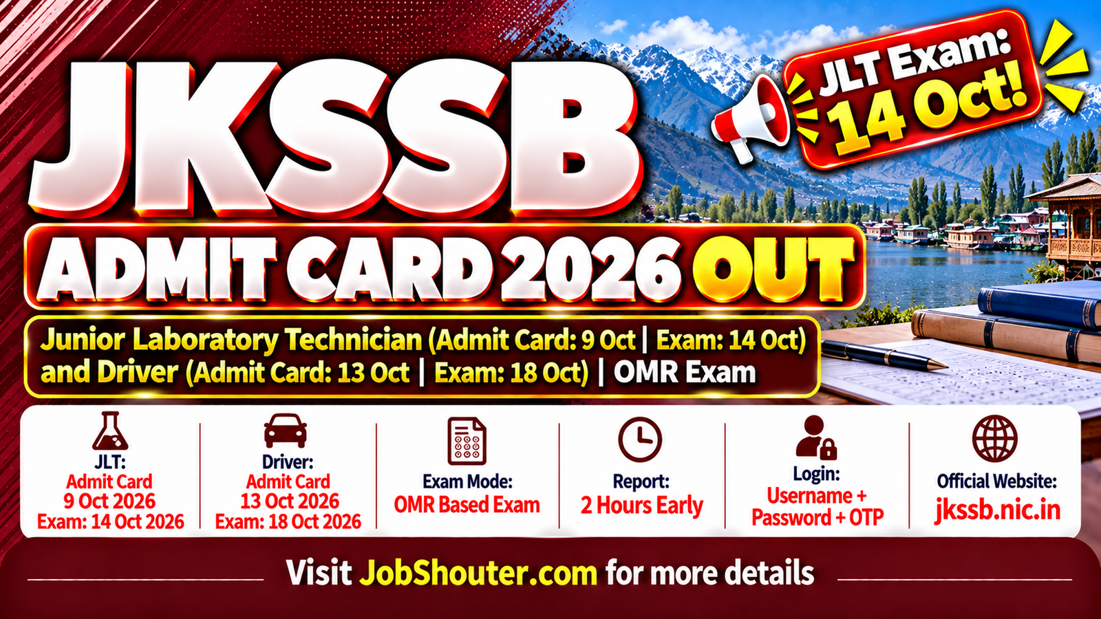 JKSSB Admit Card 2026 - Download Junior Laboratory Technician and Driver Hall Ticket