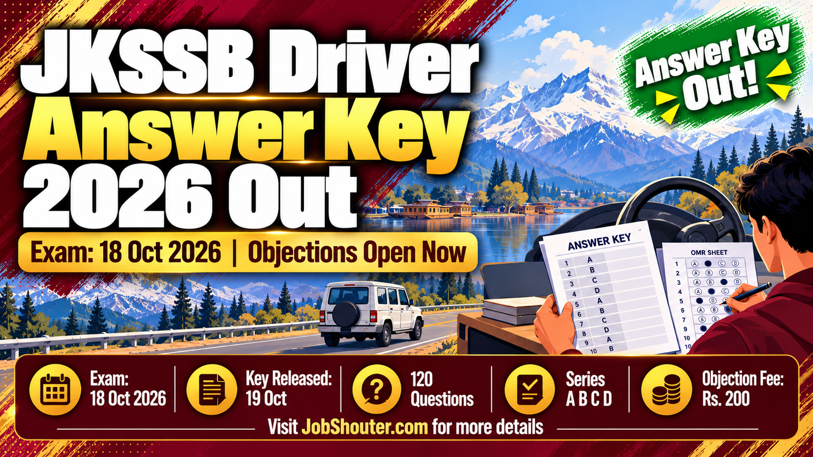 JKSSB Driver Answer Key 2026 PDF Out, Objections Open Now