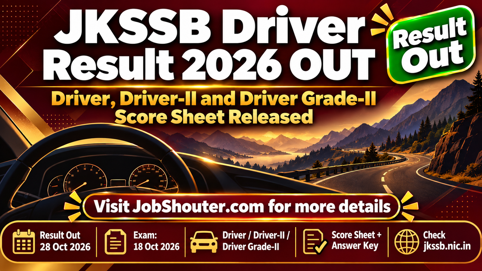 JKSSB Driver Result 2026 Out - Download Score Sheet PDF