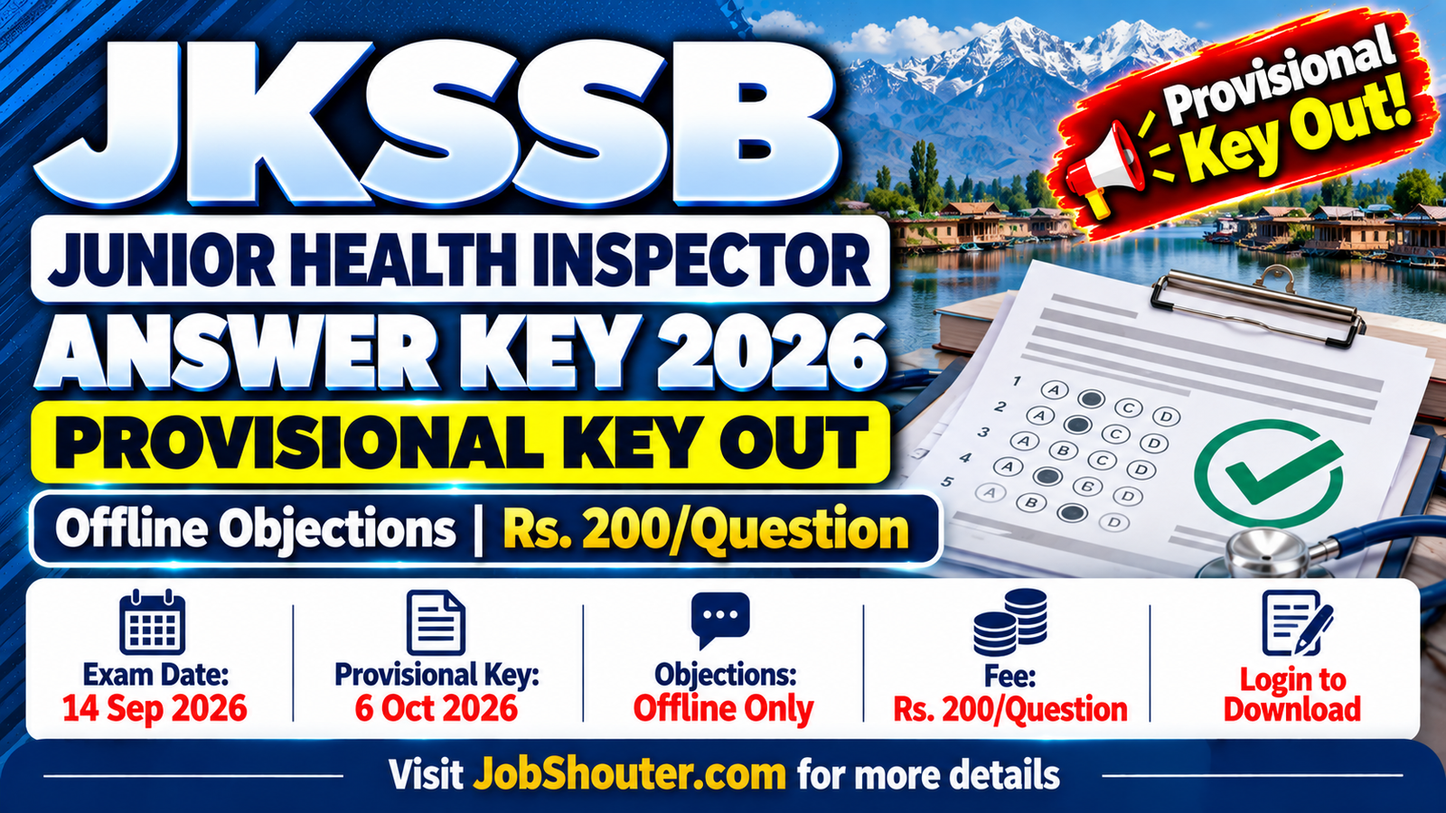 JKSSB Junior Health Inspector Answer Key 2026 - PDF Out