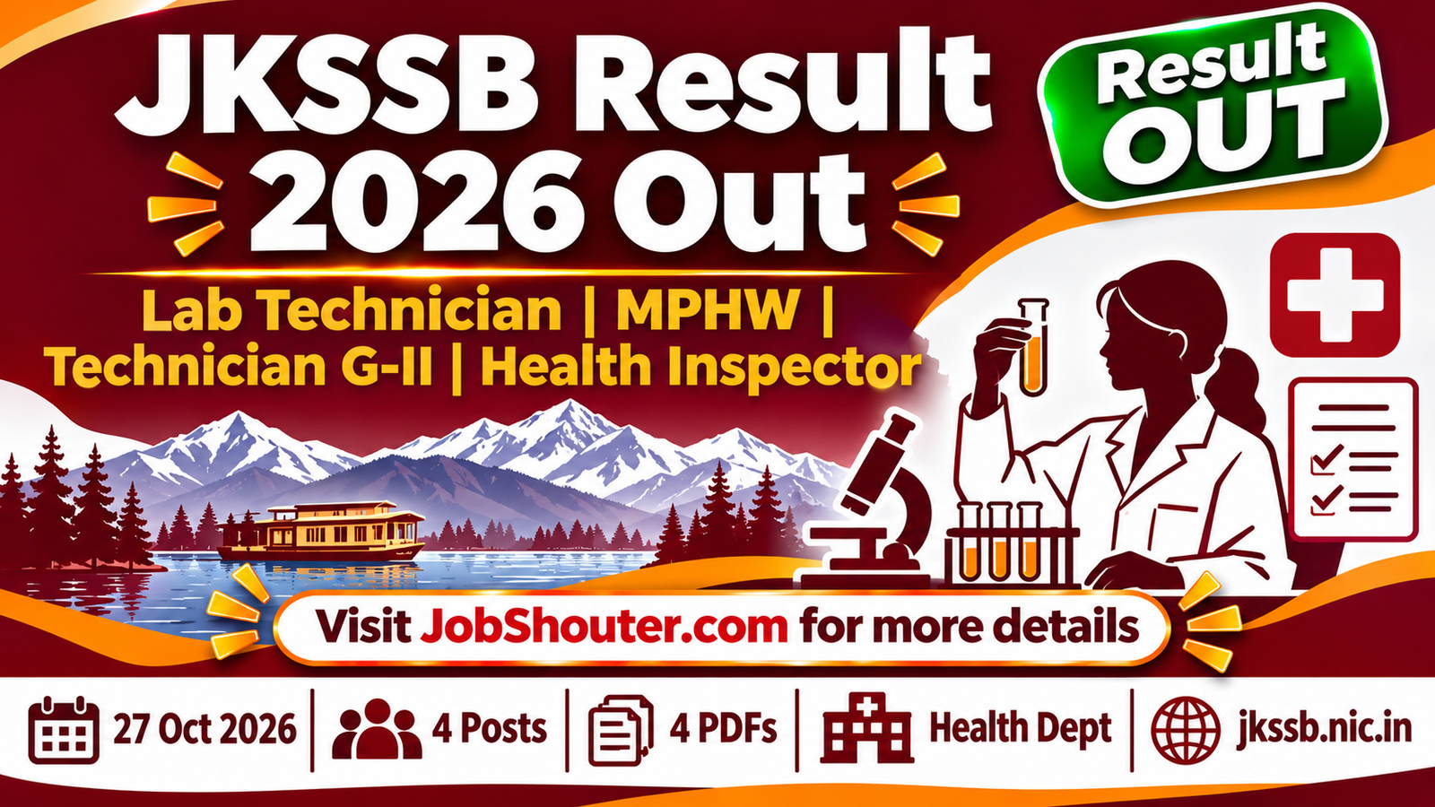 JKSSB Result 2026 Out - Lab Technician - MPHW - Technician G II - Health Inspector