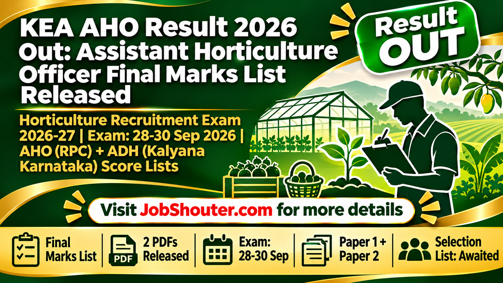 KEA AHO Result 2026 Out - Download Assistant Horticulture Officer Score List