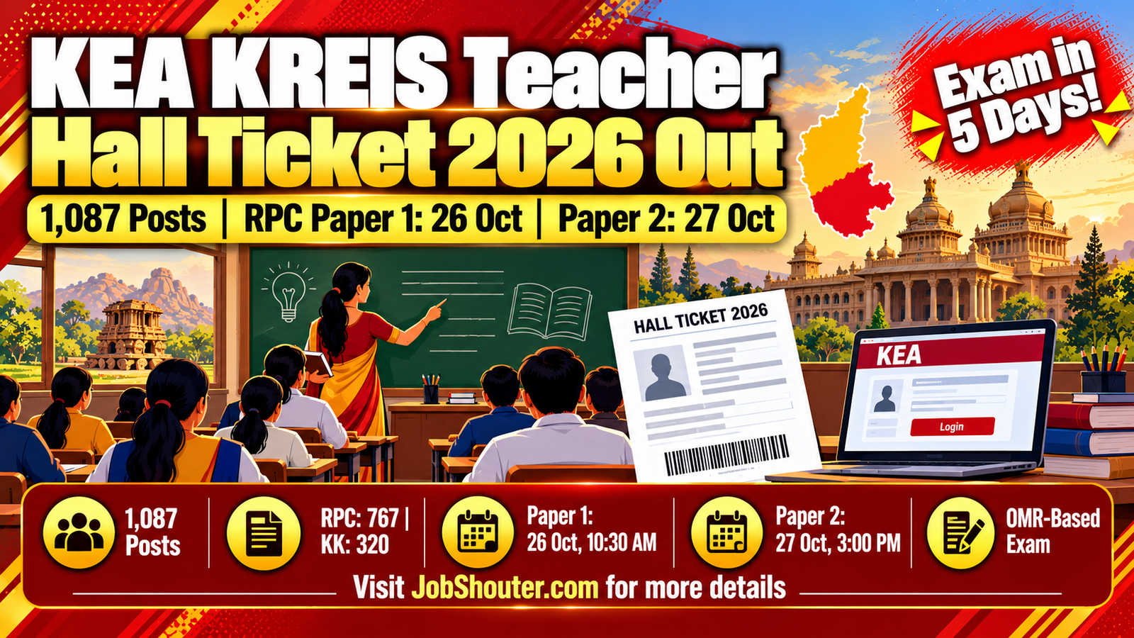 KEA KREIS Teacher Hall Ticket 2026 - RPC Paper 1 on 26 Oct