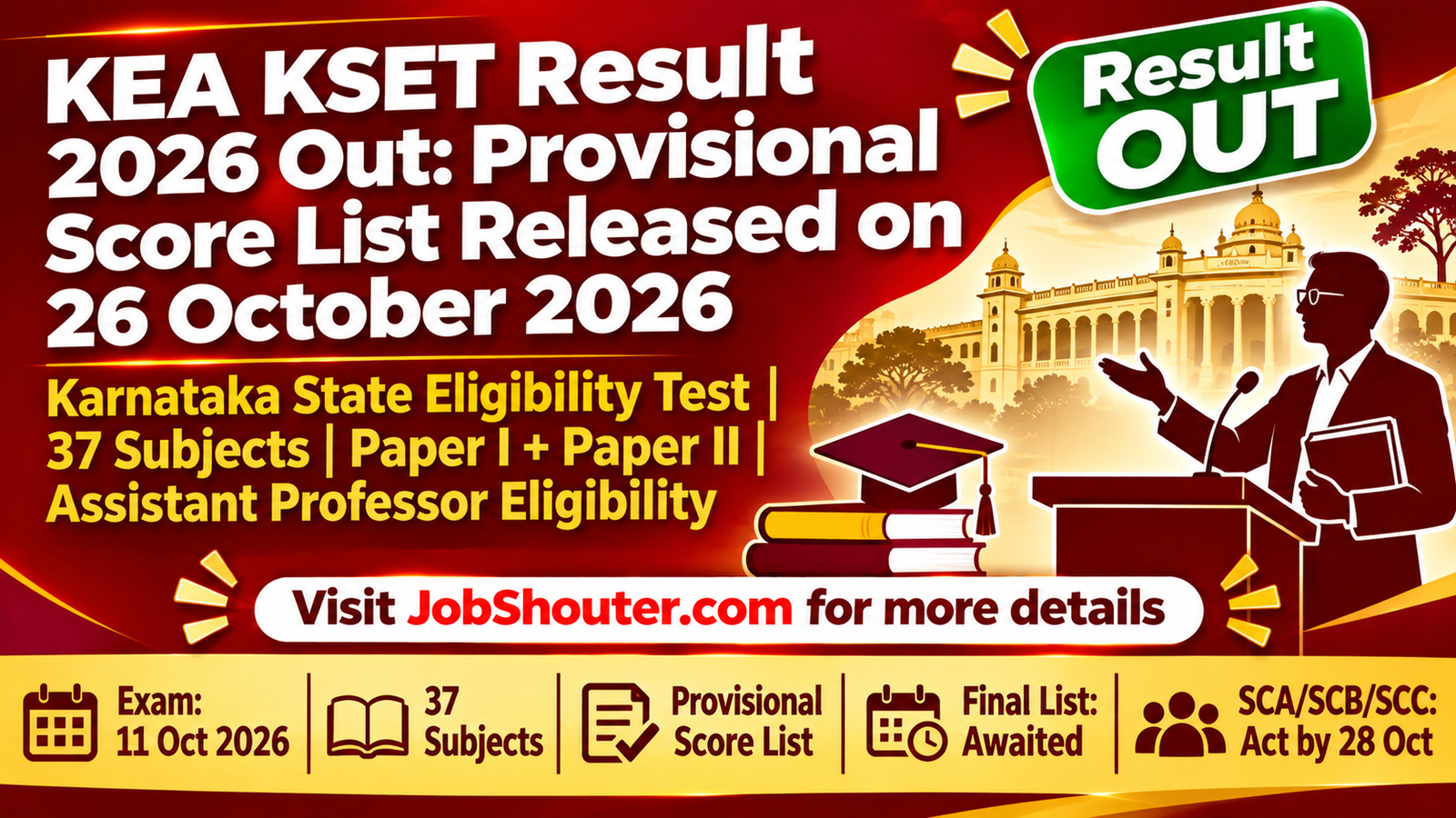 KEA KSET Result 2026 Out - Provisional Score List Released 26 Oct