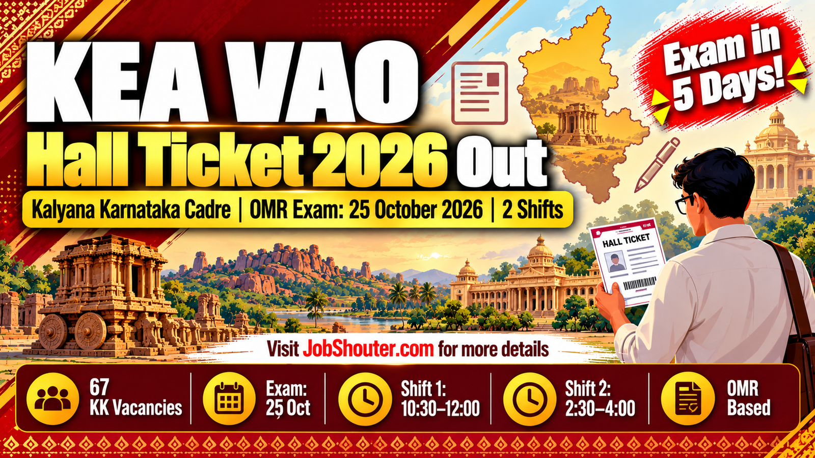 KEA VAO Hall Ticket 2026 Out - KK Cadre Exam on 25 Oct - Download Now