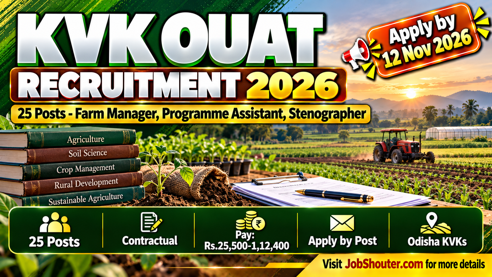 KVK OUAT Recruitment 2026 - 25 Posts - Apply Offline by 12 Nov