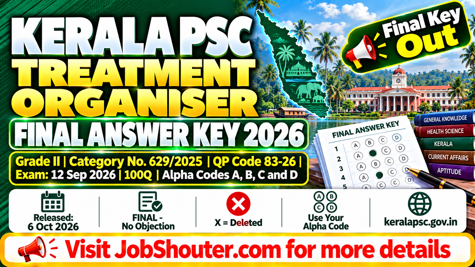 Kerala PSC Treatment Organiser Final Answer Key 2026 - Download Grade II PDF