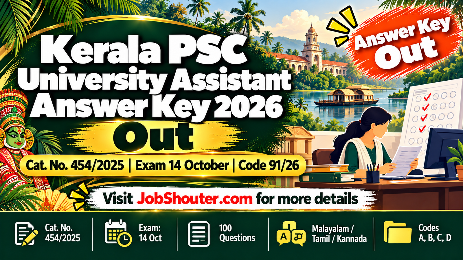 Kerala PSC University Assistant Answer Key 2026 Out - Code 9126