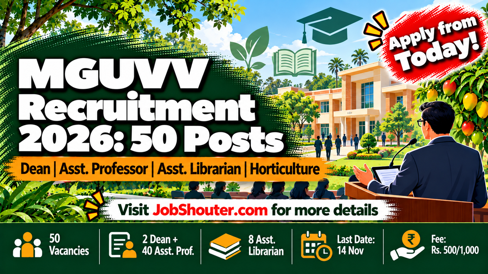 MGUVV Recruitment 2026 - 50 Dean - Asst. Prof. Posts - Apply by 14 Nov