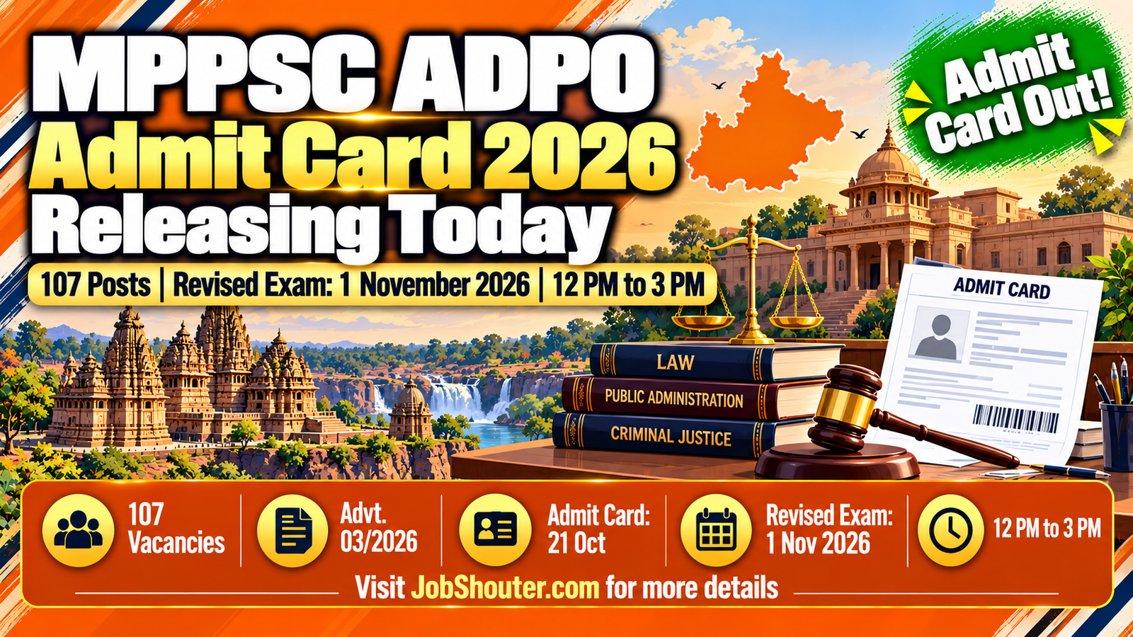 MPPSC ADPO Admit Card 2026 - Revised Exam 1 Nov - 107 Posts